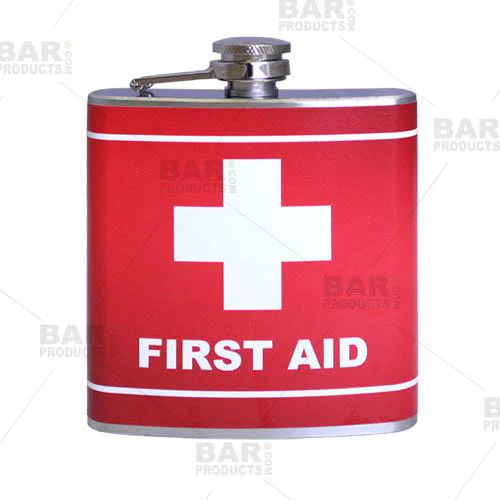 Stainless Steel Hip Flask - First Aid Design - Several Size Options - Image 4