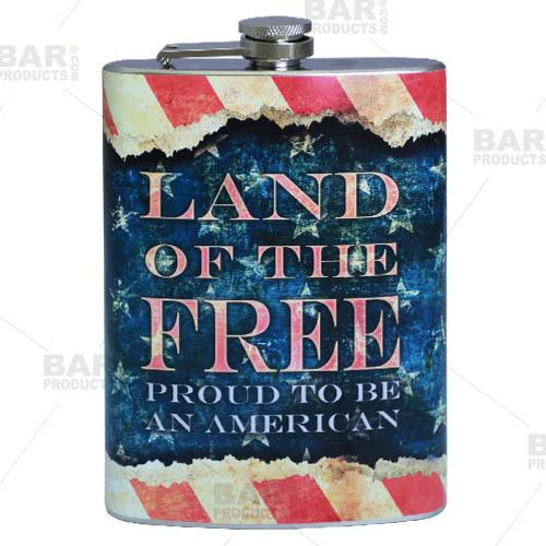 Stainless Steel Hip Flask - Vintage Patriotic Design - Several Size Options - Image 3