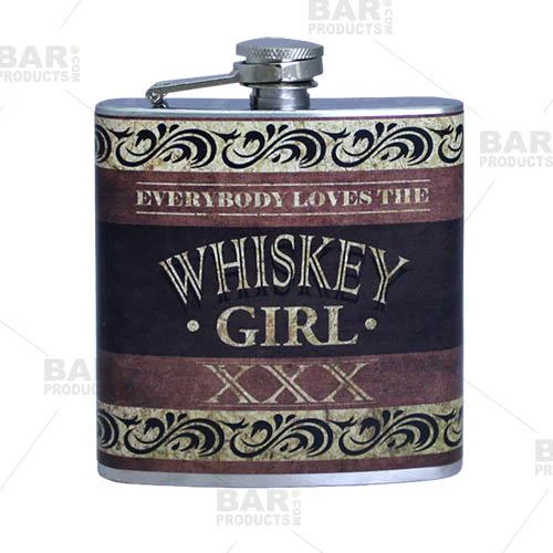 Stainless Steel Hip Flask -Whiskey Girl Design - Several Size Options - Image 4