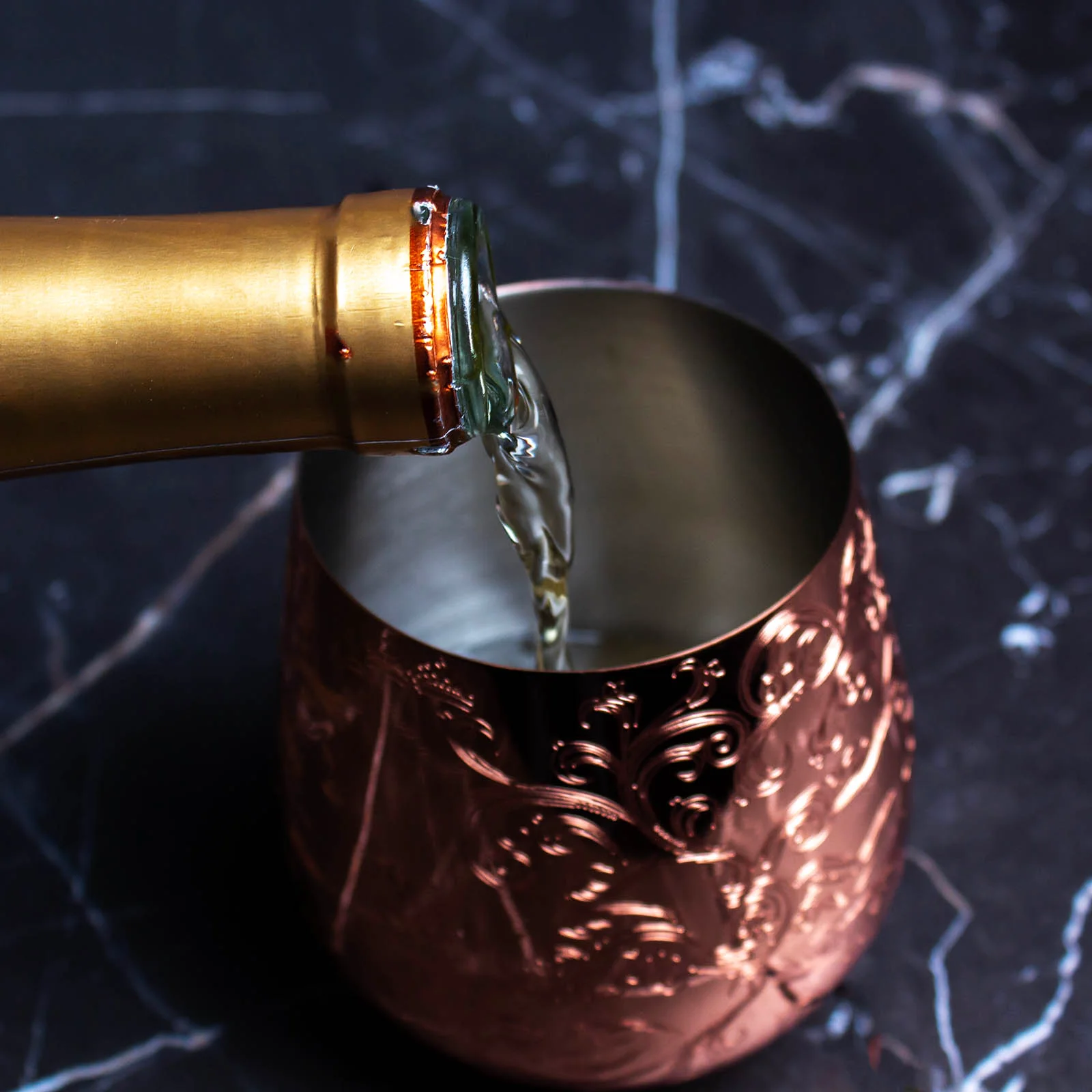 Stemless Wine Glass - Copper Etched - Set of 4 - 20 ounce - Image 3