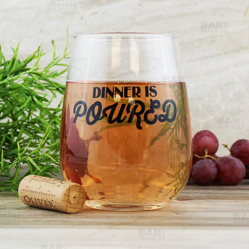 Stemless Wine Glass "Dinner is Poured" - Image 2