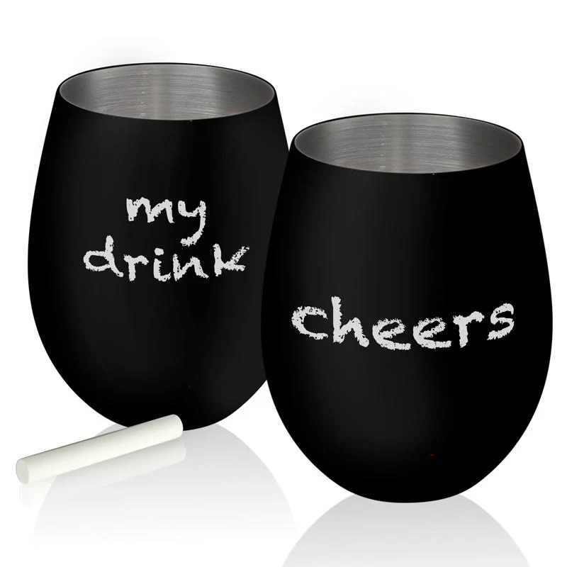 Stemless Wine Glass - Matte Black / Stainless Steel - 17 oz. - Image 3