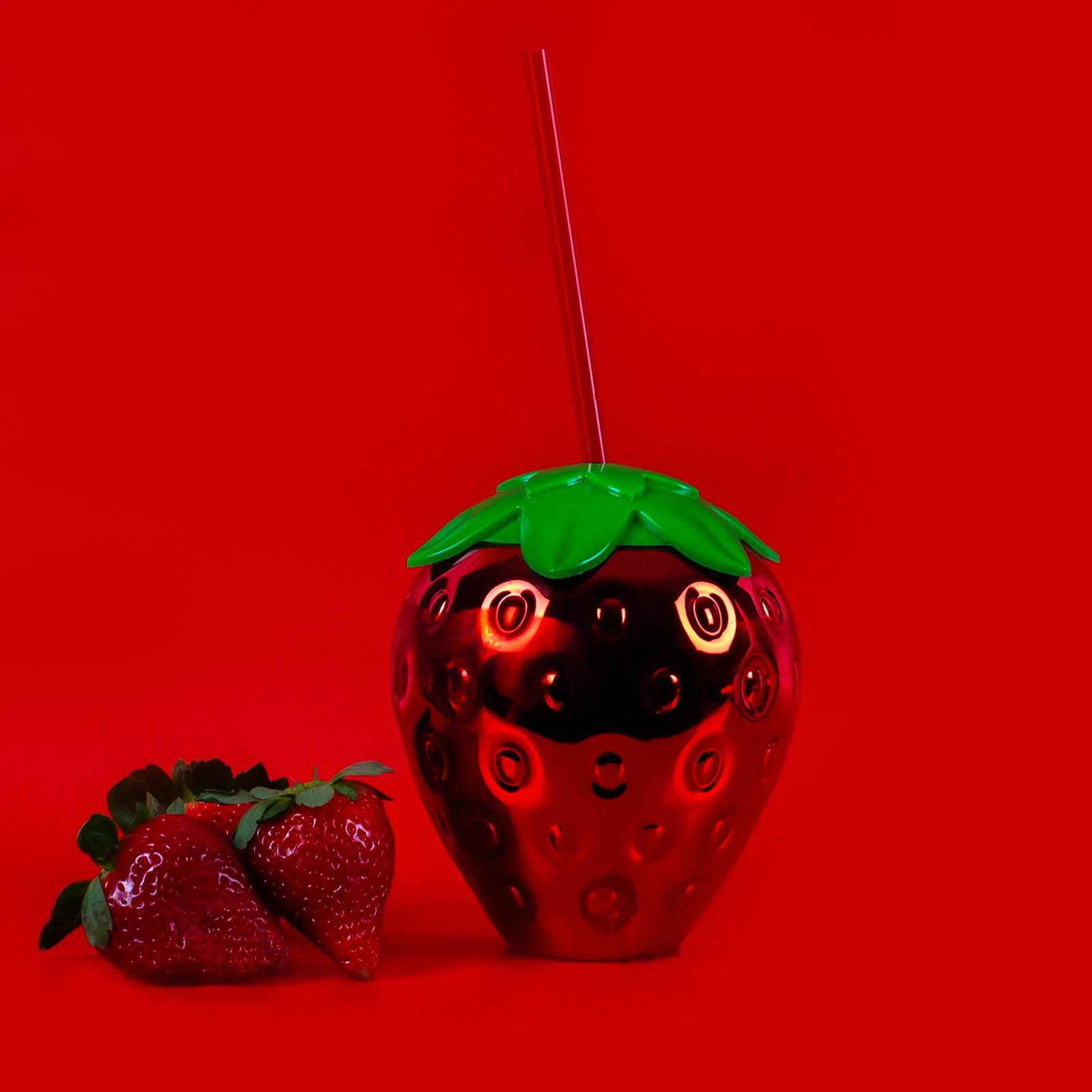 BarConic® Strawberry Tumbler Cup w/ Straw - 21 ounce - Image 2