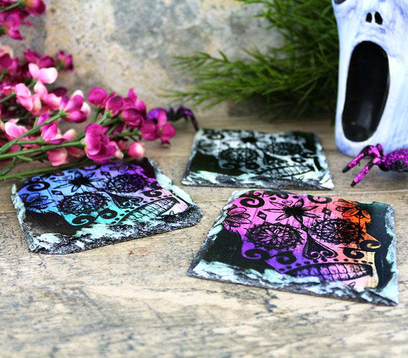 Sugar Skull Rock Slate Coasters (Design Options) - Image 3