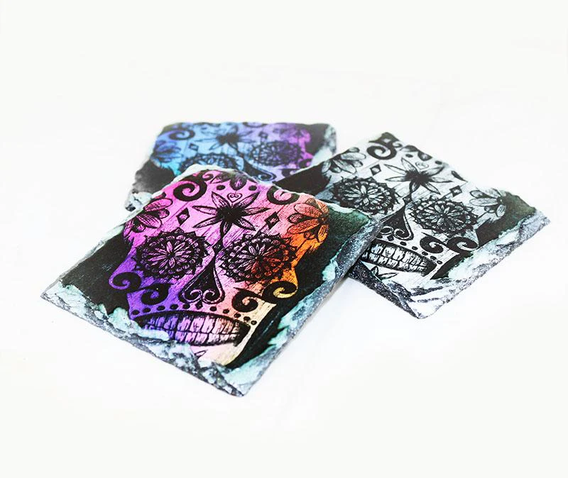 Sugar Skull Rock Slate Coasters (Design Options) - Image 4