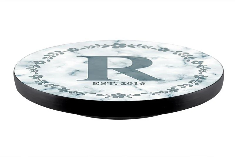 Lazy Susan - Customizable MARBLE MONOGRAM - 3 Different Sizes - Table Top - Handcrafted in USA - Image 2