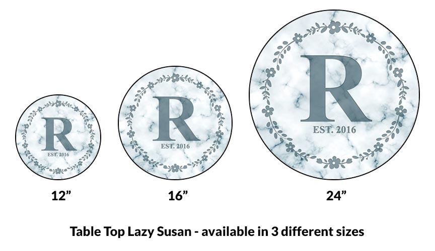 Lazy Susan - Customizable MARBLE MONOGRAM - 3 Different Sizes - Table Top - Handcrafted in USA - Image 3