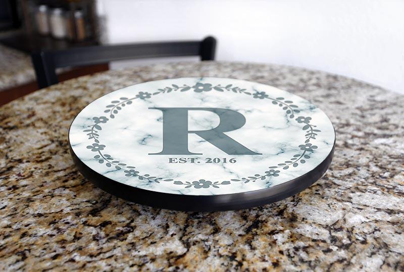 Lazy Susan - Customizable MARBLE MONOGRAM - 3 Different Sizes - Table Top - Handcrafted in USA - Image 5