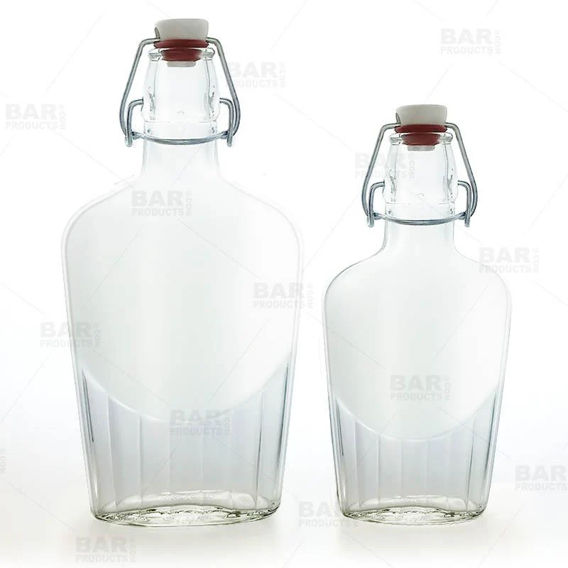 Swing Top Glass Bottle - Clear Flask - 8.5 or 17 ounce