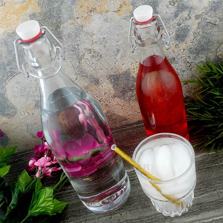 Swing Top Glass Bottle - Clear Round - 1 Liter or 17 ounce - Image 2