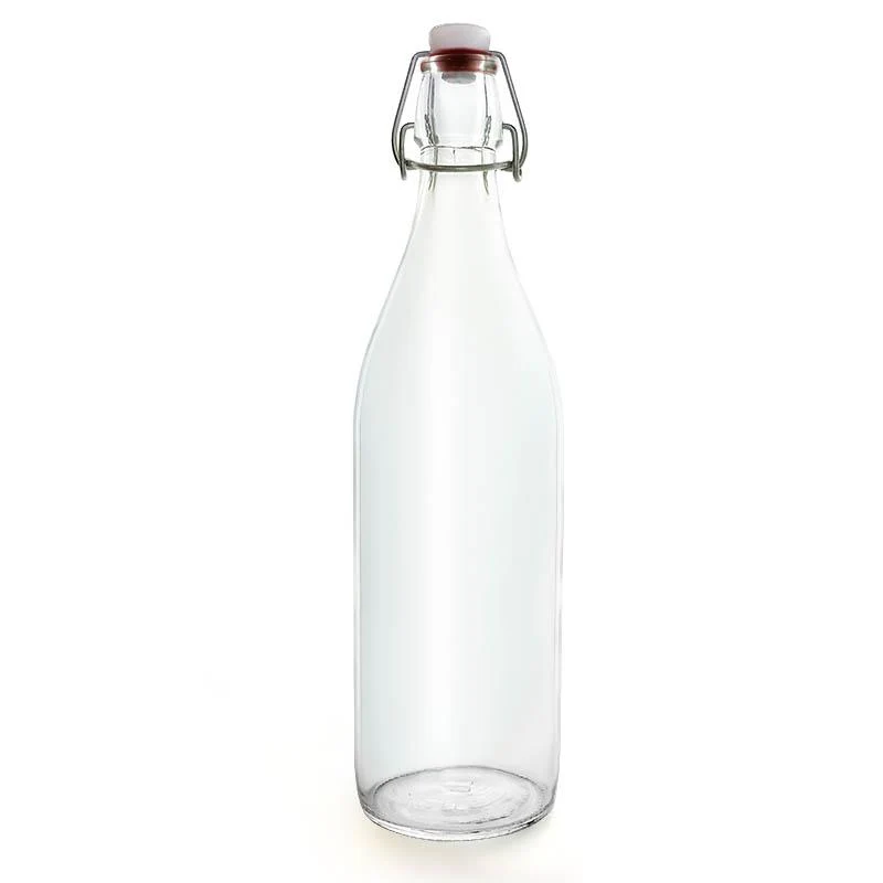Swing Top Glass Bottle - Clear Round - 1 Liter or 17 ounce - Image 5