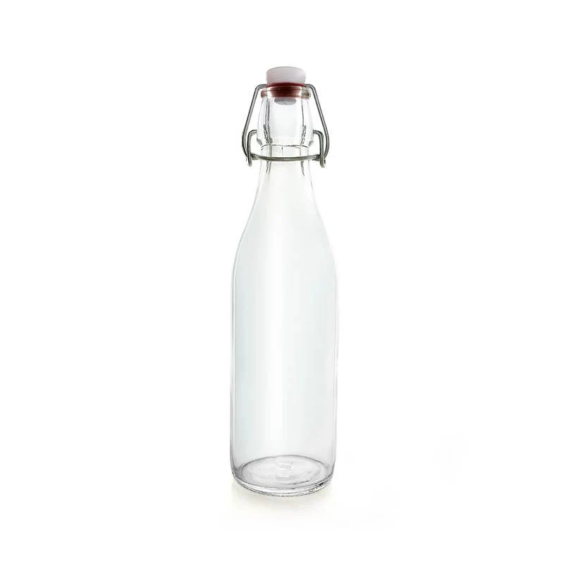 Swing Top Glass Bottle - Clear Round - 1 Liter or 17 ounce - Image 6