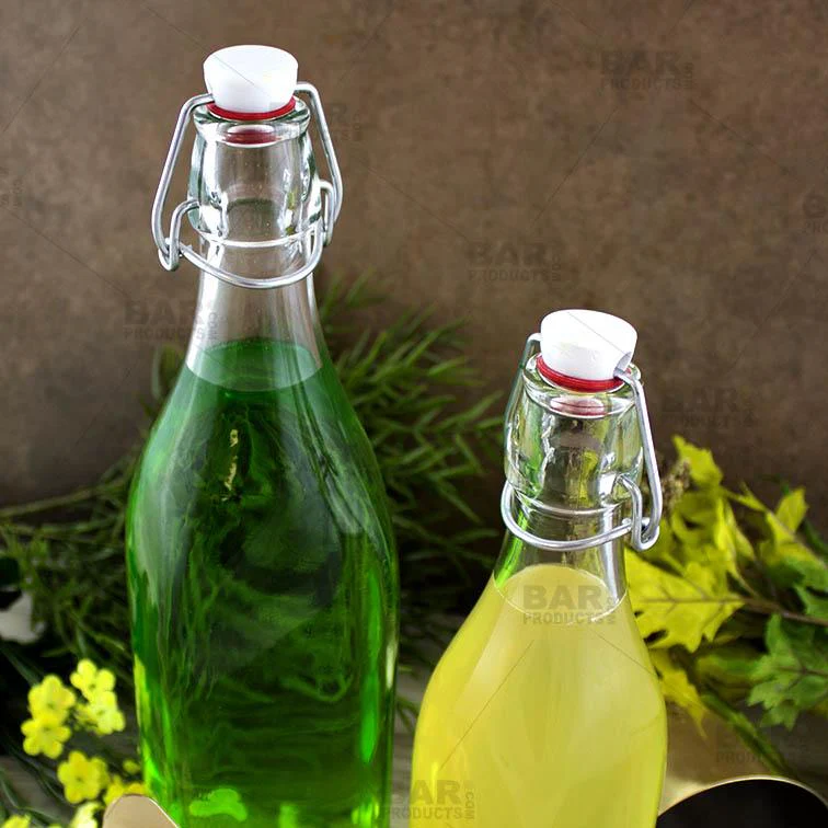 Swing Top Glass Bottle - Clear Square - 1 Liter or 17 ounce - Image 3