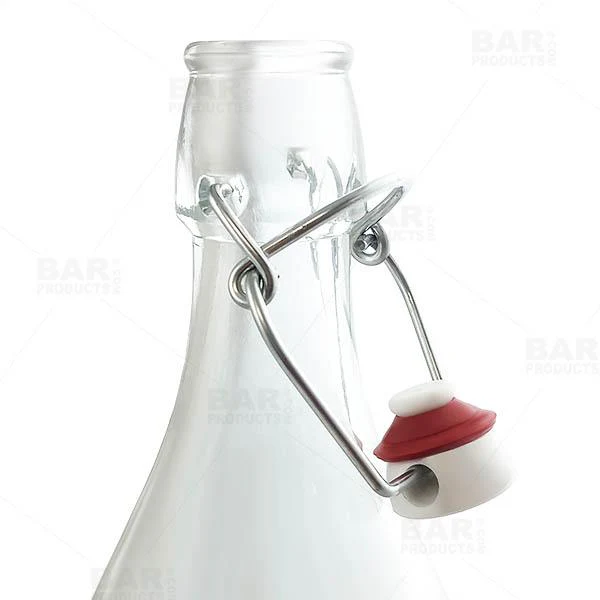 Swing Top Glass Bottle - Clear Square - 1 Liter or 17 ounce - Image 4