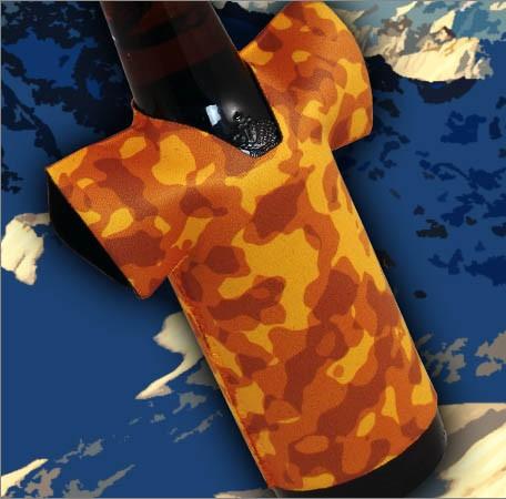 T-Shirt Style Bottle Cooler - Camo Blaze