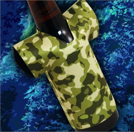 T-Shirt Style Bottle Cooler - Camo Forest