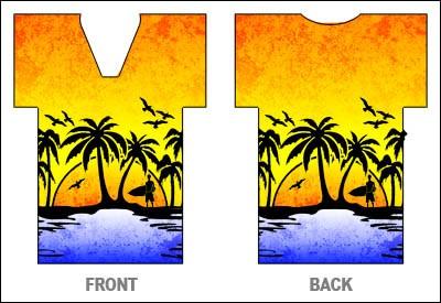 T-Shirt Style Bottle Cooler - Hawaiian Sunset - Image 2