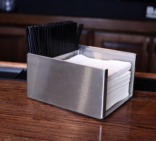 BarConic® 3.5" Tall Square Stainless Steel Napkin Holder