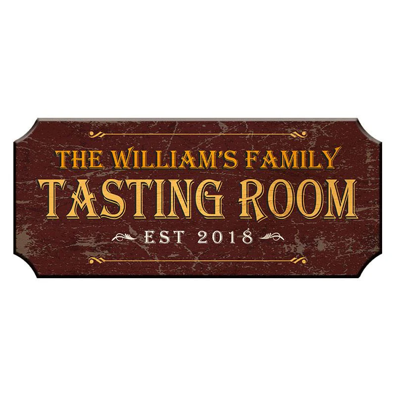 TASTING ROOM - CUSTOMIZABLE Wood Plaque Sign - Color Options