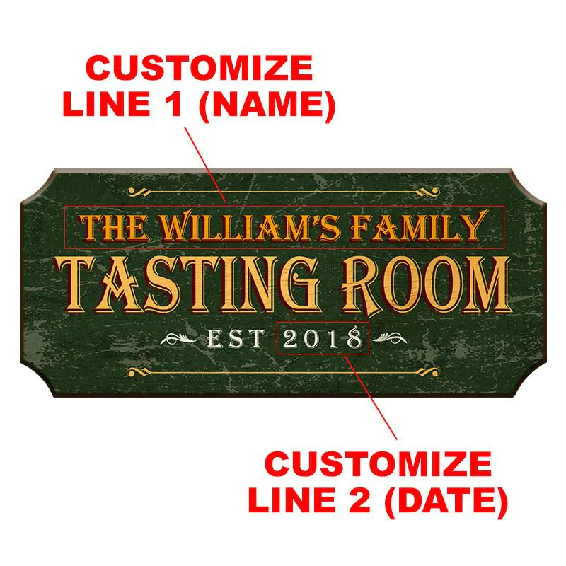 TASTING ROOM - CUSTOMIZABLE Wood Plaque Sign - Color Options - Image 2