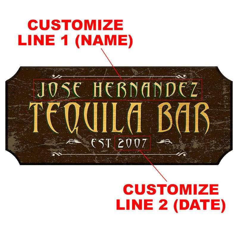TEQUILA BAR - CUSTOMIZABLE Wood Plaque Sign - Color Options - Image 2