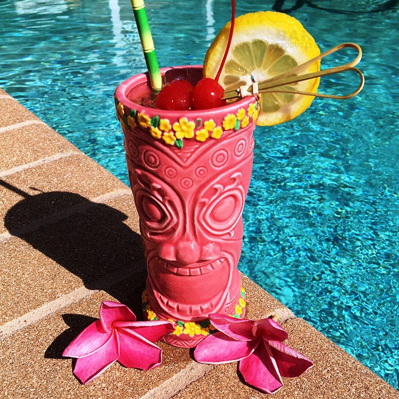 BarConic® Flower Goddess Tiki Drinkware - Pink - 12oz - Image 3