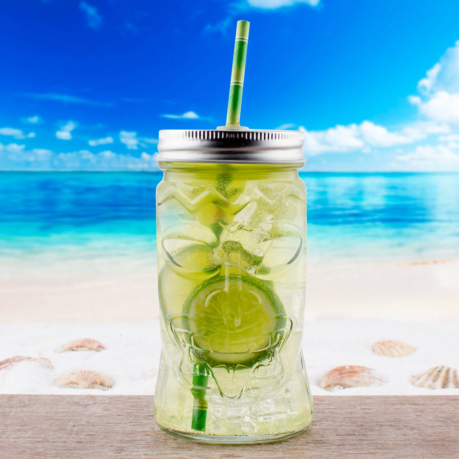 Tiki Mason Jar w/lid - 16 ounce - BarConic® - Image 2