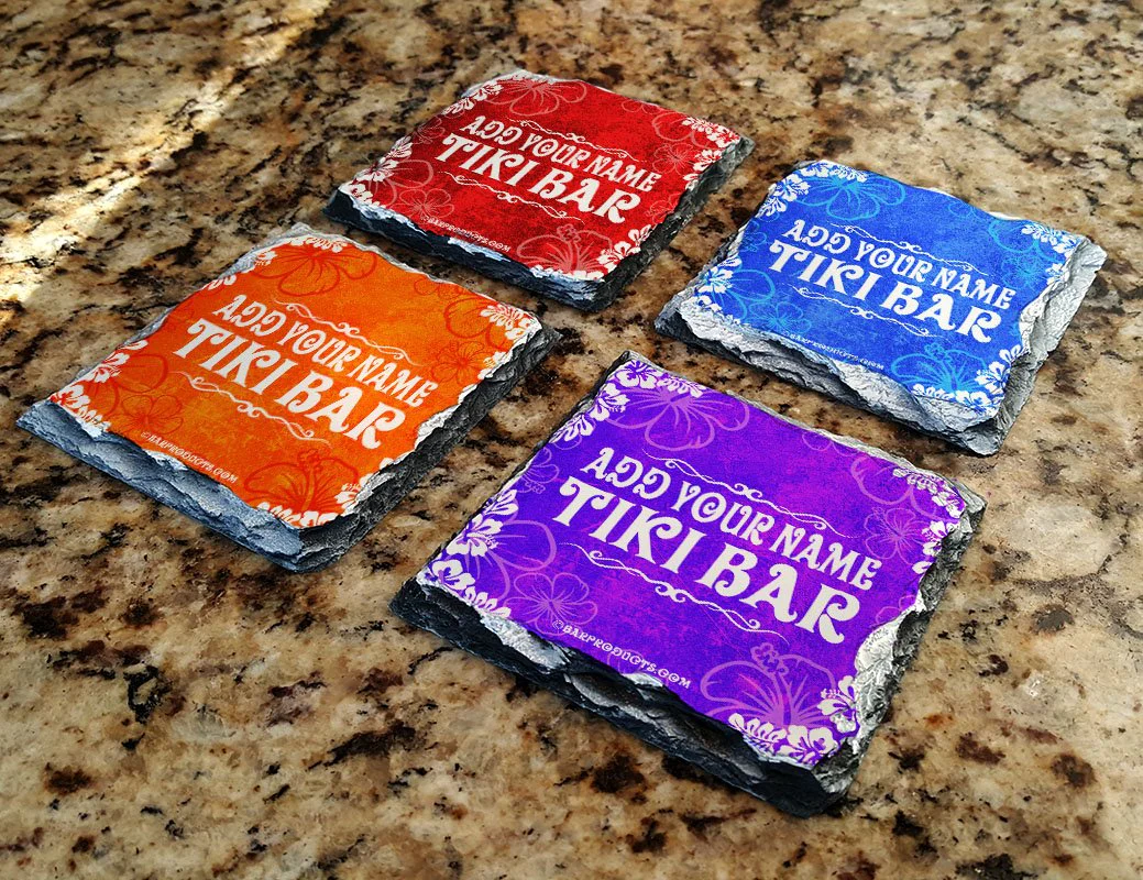 Tiki Themed CUSTOMIZABLE Rock Slate Coasters - Image 3