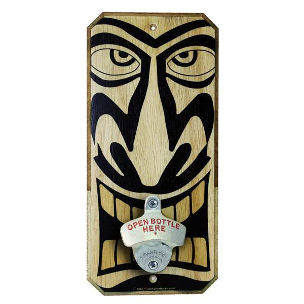TIKI - Wood Plaque Wall Mounted Bottle Opener