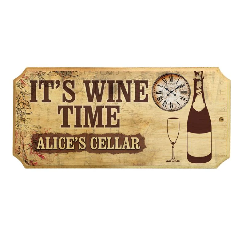 Time For Wine - Custom Wood Plaque Sign