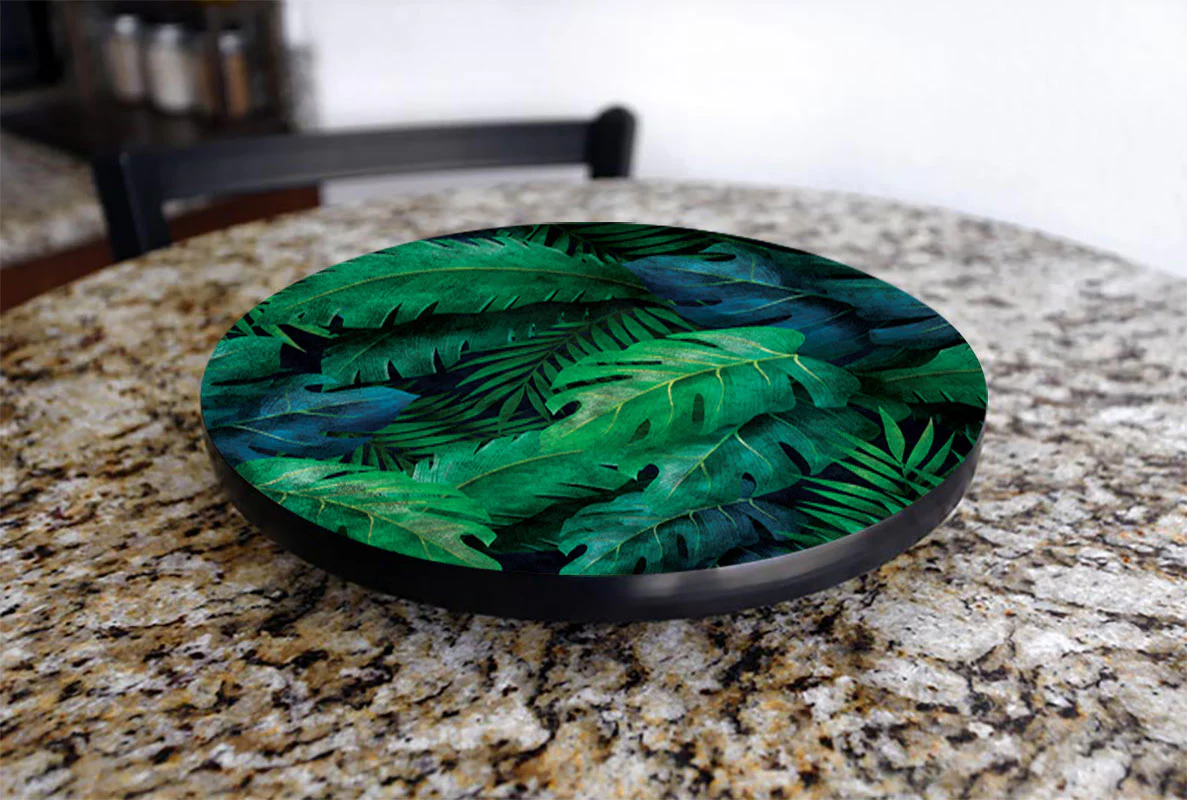 Tropical Green Leaves Design Lazy Susan - 3 Different Sizes - For Kitchen Table Top - Handcrafted in USA - Image 2