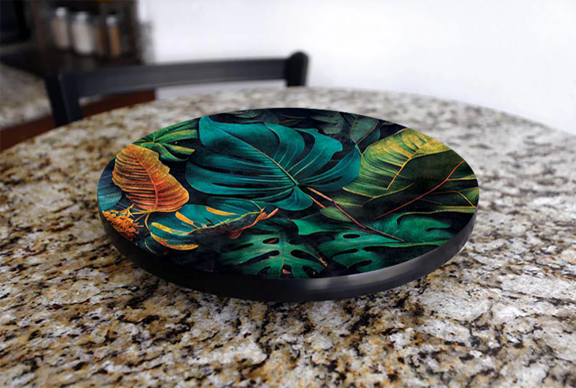 Tropical Leaves Design Lazy Susan - 3 Different Sizes - For Kitchen Table Top - Handcrafted in USA - Image 2