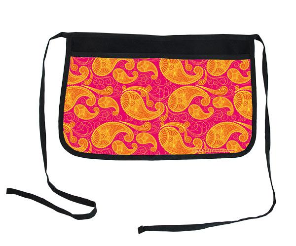 Two-Pocket Kolorcoat™ Server Apron - Pink & Orange Paisley