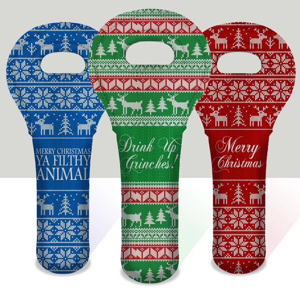 Ugly Christmas Sweater Series Wine Totes - Several Design Options