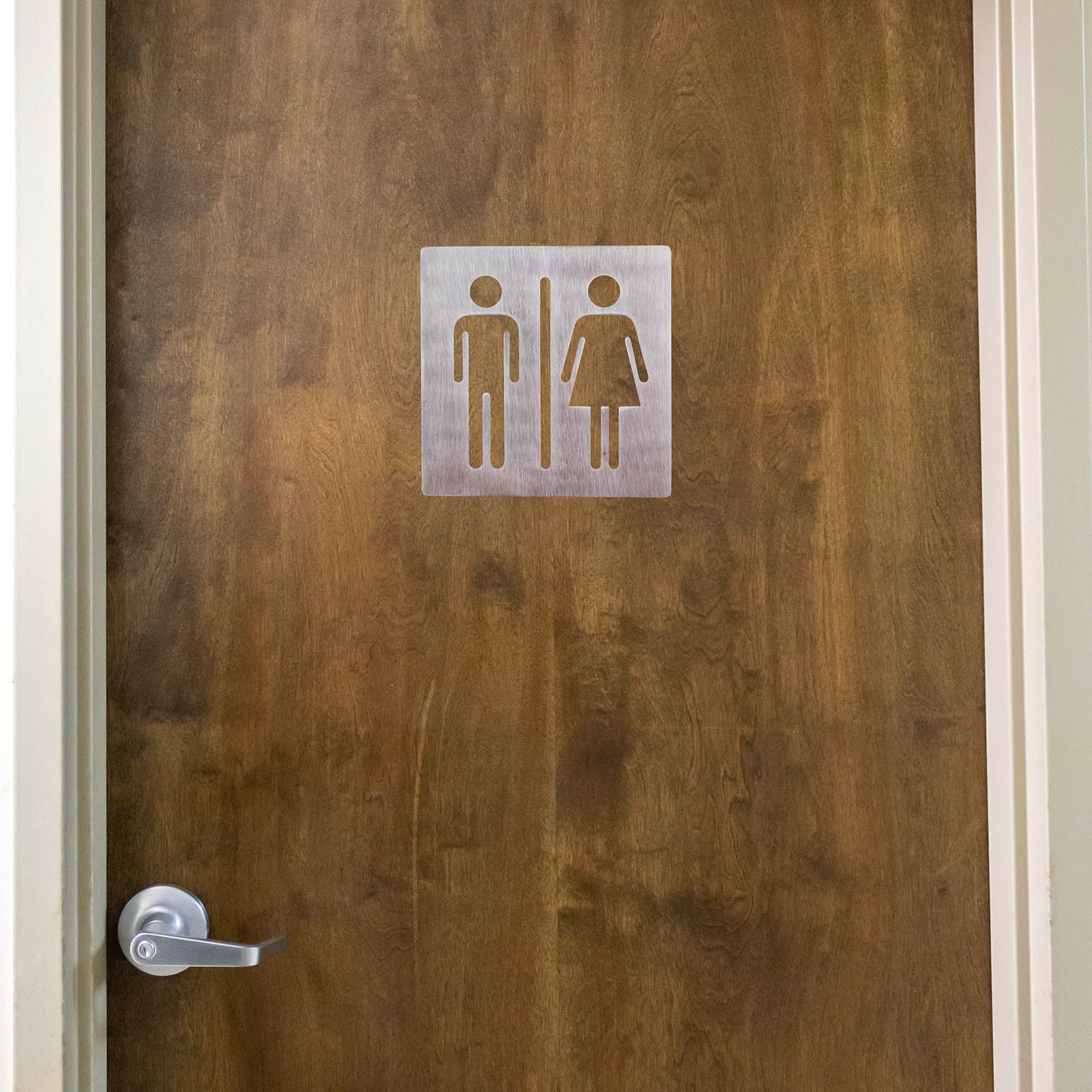 Unisex Restroom Sign - Stainless Steel - 4" x 5" - Image 2