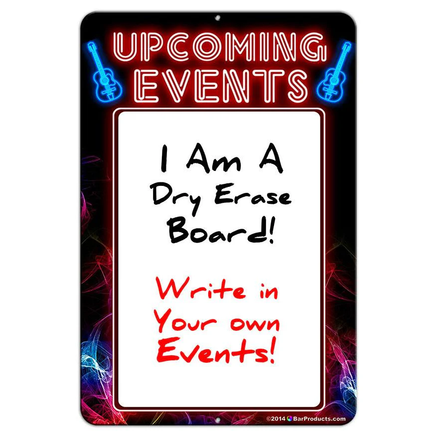 Upcoming Events - Dry Erase Metal Bar Signs - Neon Themed - Image 2