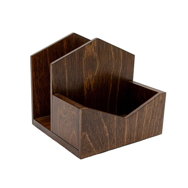 Upright Wooden Napkin Holder With Storage - Stain Options Available - Image 2