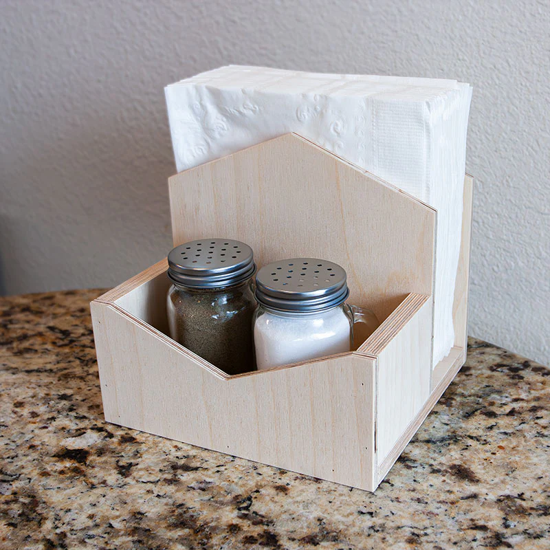 Upright Wooden Napkin Holder With Storage - Stain Options Available - Image 3
