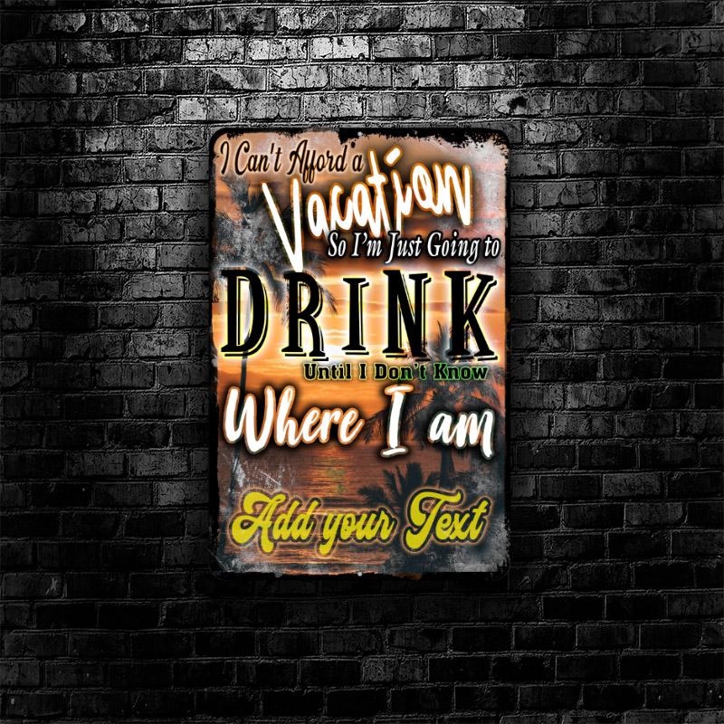 Vacation Metal Bar Sign - Customized - 12" x 18" - Image 2