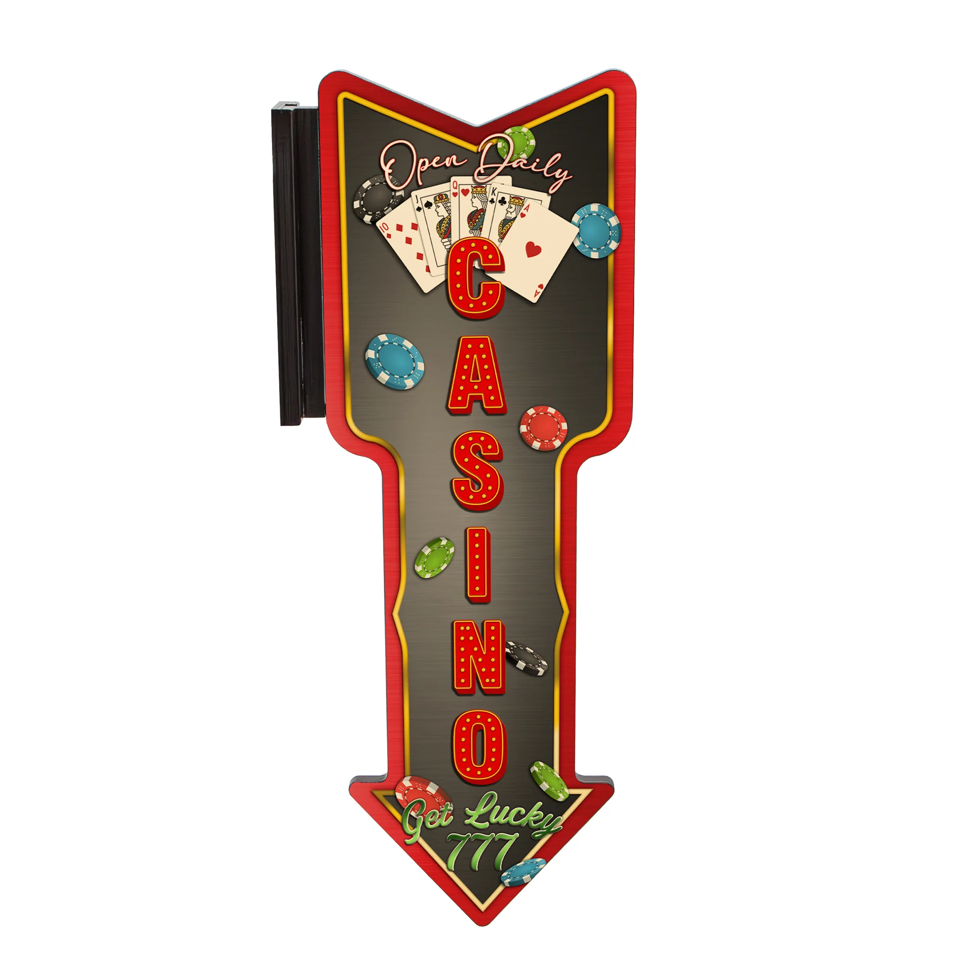 Vertical Hanging Wooden Arrow Sign Plaque - Casino Theme - Handcrafted in the USA
