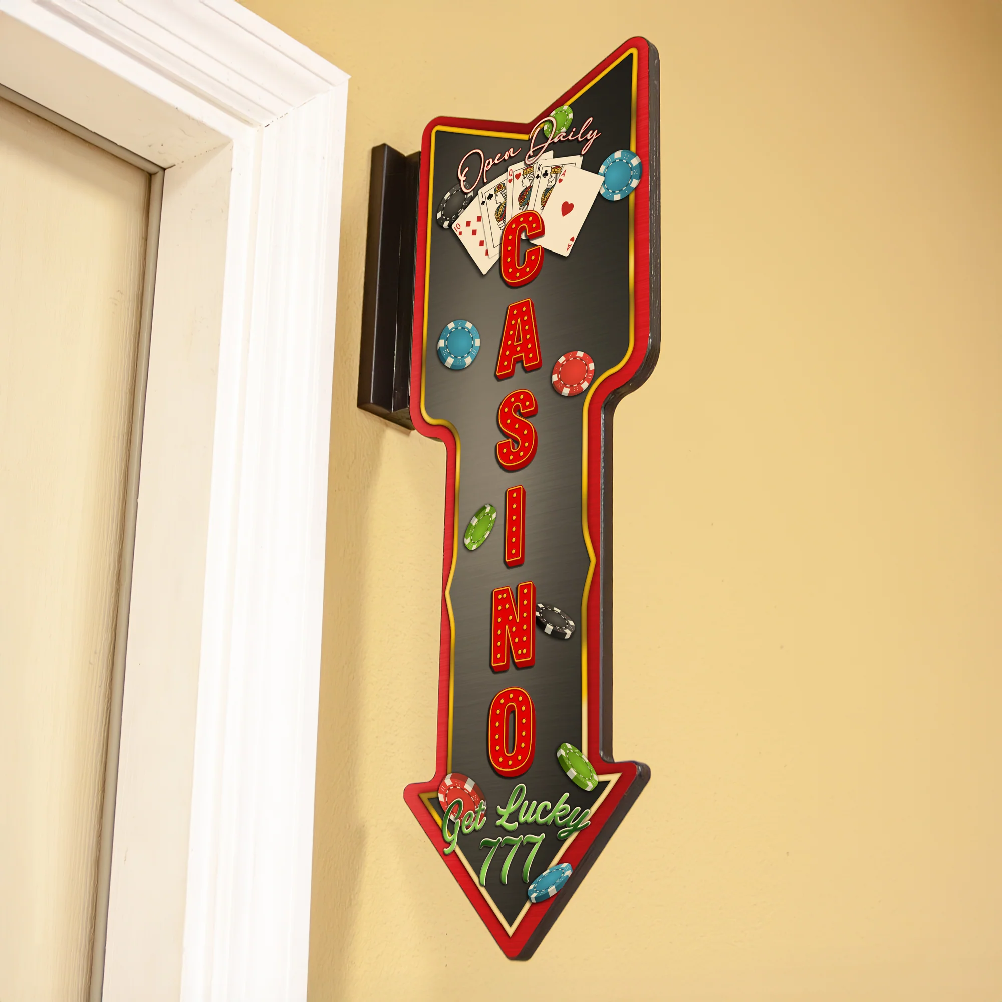 Vertical Hanging Wooden Arrow Sign Plaque - Casino Theme - Handcrafted in the USA - Image 5