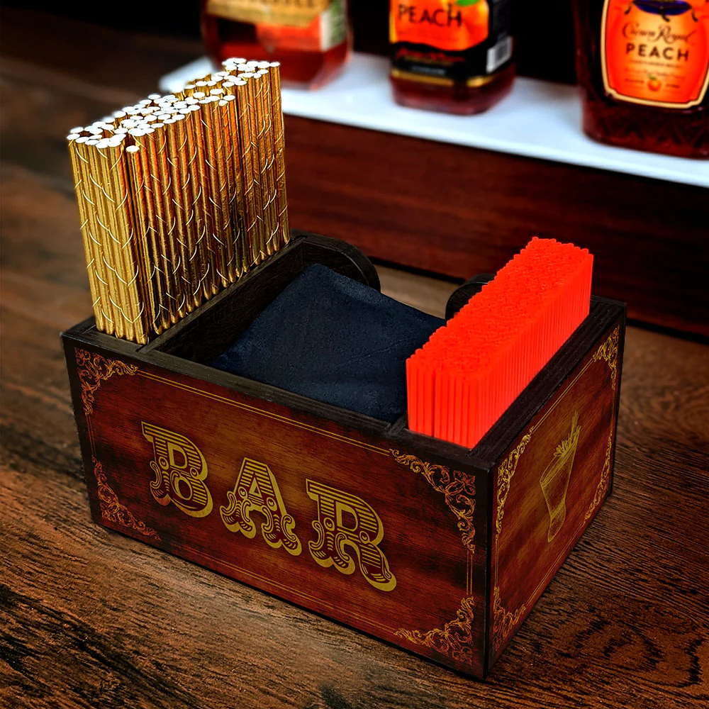 Vintage Bar Wooden Bar Caddy - Image 4