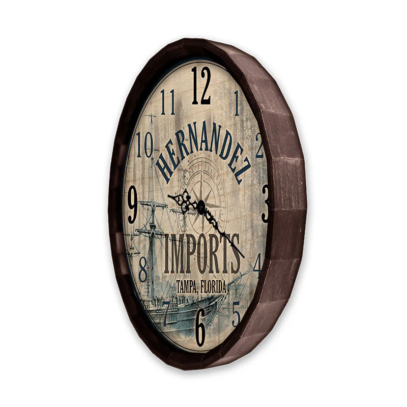 Vintage Imports - Custom Wood Barrel Top Clock - Image 3