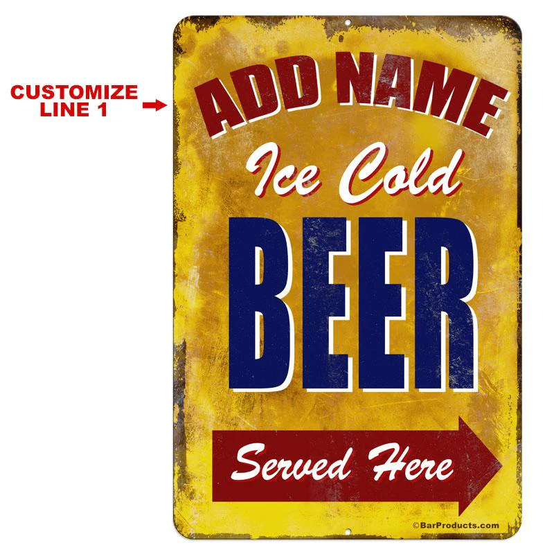 Vintage Metal Bar Sign - 12" x 18" - CUSTOMIZABLE Ice Cold Beer - Image 2