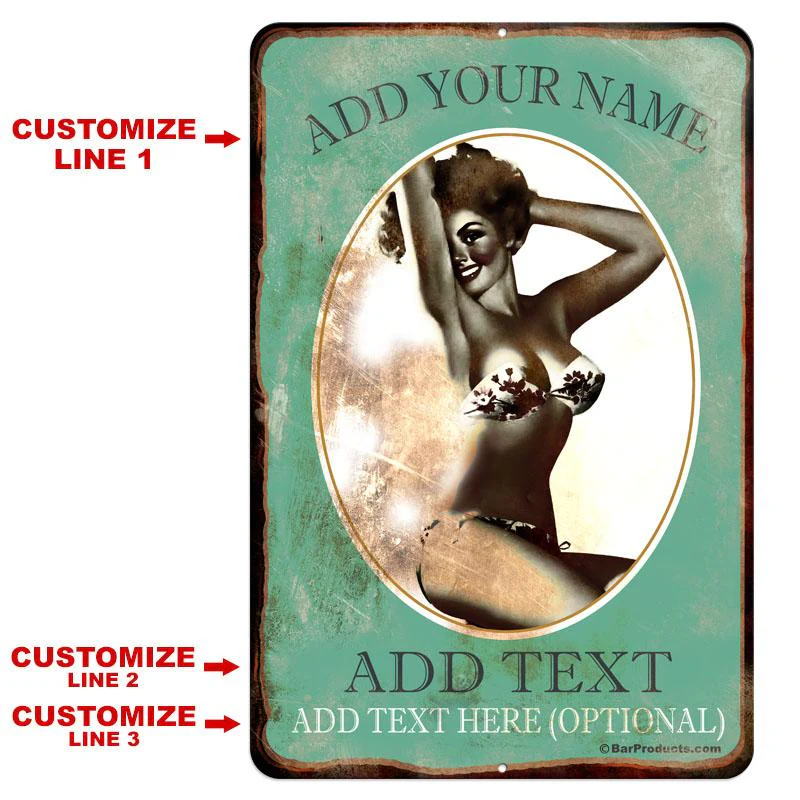 Vintage Metal Bar Sign - 12" x 18" - CUSTOMIZABLE Man Cave - Image 2