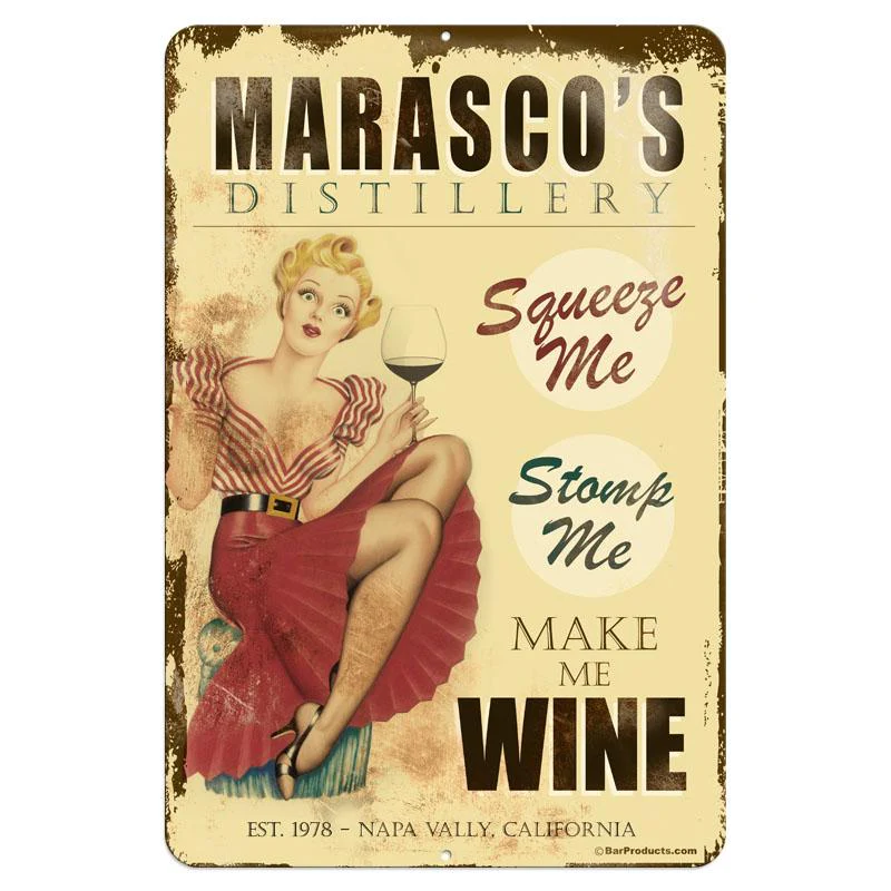 Vintage Metal Bar Sign - 12" x 18" - CUSTOMIZABLE Wine Distillery