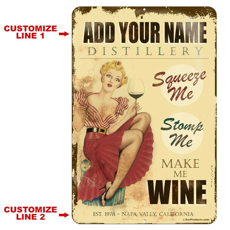 Vintage Metal Bar Sign - 12" x 18" - CUSTOMIZABLE Wine Distillery - Image 2