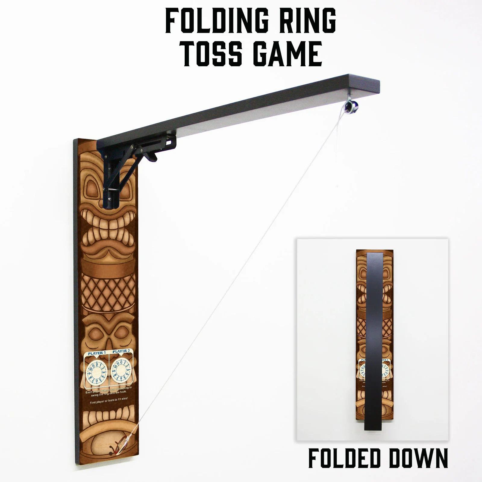 Wall Mounted Folding Ring Toss - Tiki Totem - Colors Options Available - Image 4