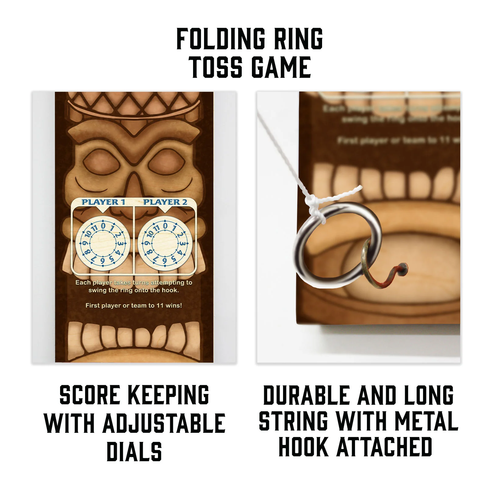 Wall Mounted Folding Ring Toss - Tiki Totem - Colors Options Available - Image 5