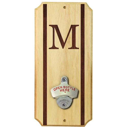 Wall Mounted Wood Plaque Bottle Opener - Monogrammed - Image 2